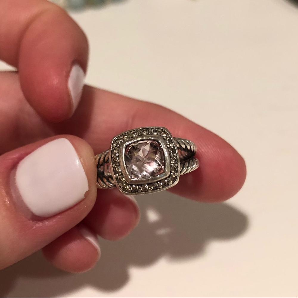 David Yurman Petite Albion Ring Morganite Size 6.5